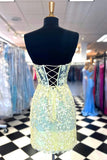 Sweetheart Lace Corset Tight Yellow Homecoming Dress PD565-Pgmdress