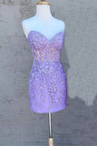 Sweetheart Lavender Appliqued Bodycon Homecoming Dress PD514-Pgmdress