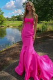 Sweetheart Mermaid Satin Pink Long Prom Dress Party Dress PSK652