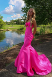 Sweetheart Mermaid Satin Pink Long Prom Dress Party Dress PSK652-Pgmdress