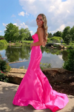 Sweetheart Mermaid Satin Pink Long Prom Dress Party Dress PSK652-Pgmdress