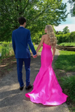 Sweetheart Mermaid Satin Pink Long Prom Dress Party Dress PSK652-Pgmdress