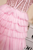 Sweetheart Neck Layered Strapless Pink Homecoming Dress PD514-Pgmdress