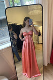 Sweetheart Pink Cutout Long Prom Dress Party Dress with Bow Back PSK715-Pgmdress