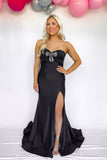 Sweetheart Pleated Mermaid Black Prom Dress with Bow PSK650-Pgmdress