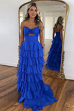 Sweetheart Strapless Chiffon Flower Long Prom Dress with Slit PSK665-Pgmdress