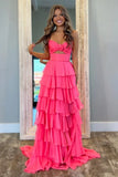 Sweetheart Strapless Chiffon Flower Long Prom Dress with Slit PSK665-Pgmdress