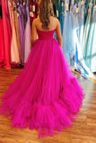 Sweetheart Strapless Ruffle Hot Pink Prom Dress Party Dress PSK703-Pgmdress