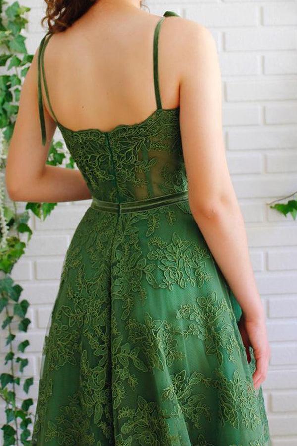 Light Green Straps Long Evening Dress Party Dress, Green Formal