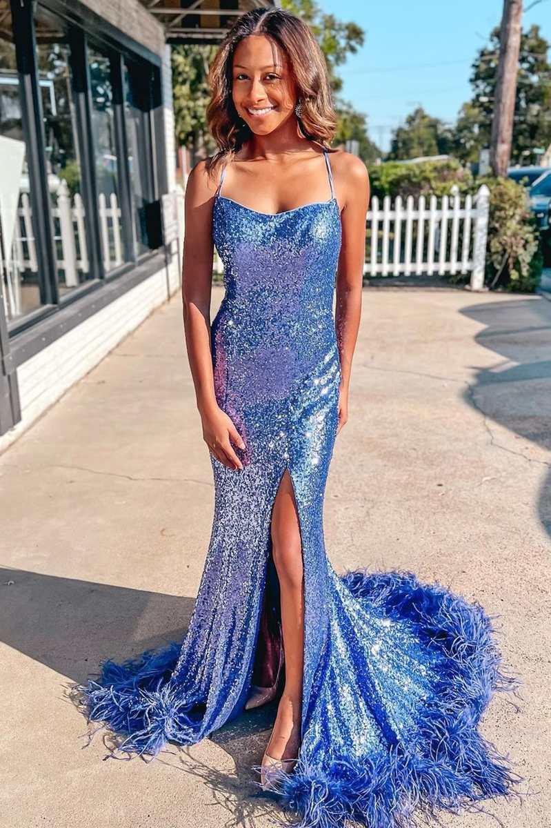 A-Line Spaghetti Straps Corset Back long Prom Dress With Appliques PSK435