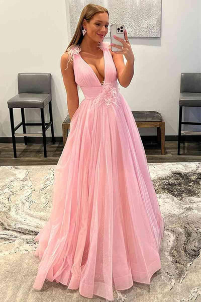 pgmdress Simple V Neck Tulle Long Prom Dress Lilac Tulle Formal Dress PSK259 US10 / Custom Color