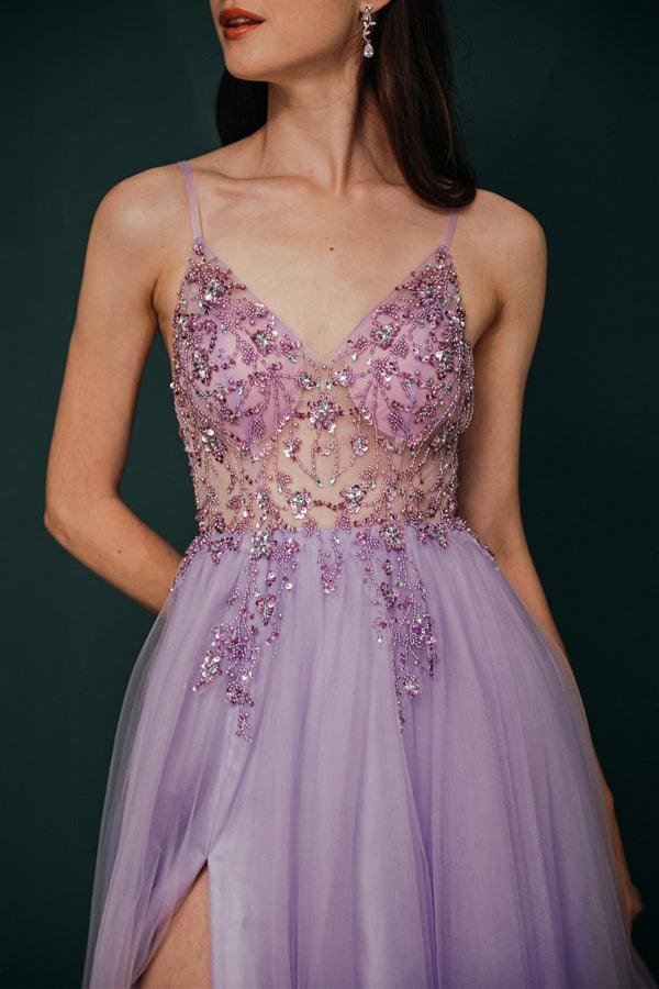 pgmdress A-Line Purple Black Tulle Sweetheart Appliques Beading Prom Dress US2 / As Picture