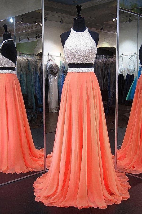 Yellow Two Piece Prom Dresses,Two Piece Prom Dresses– PGM Dress