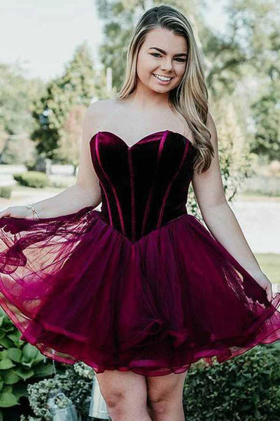 Sparkly Burgundy Homecoming Dresses Backless A-line Mini Party Dress PD383