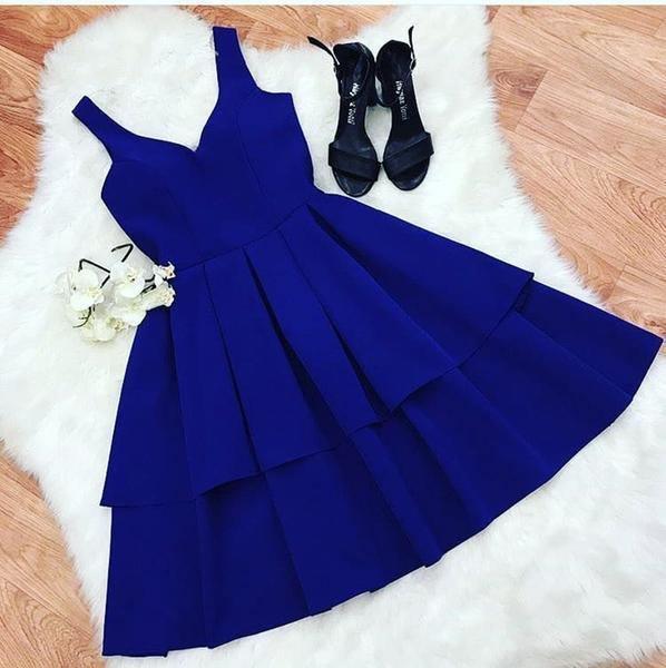A Line V Neck Short Royal Blue Prom Dresses Homecoming Dresses – Pgmdress