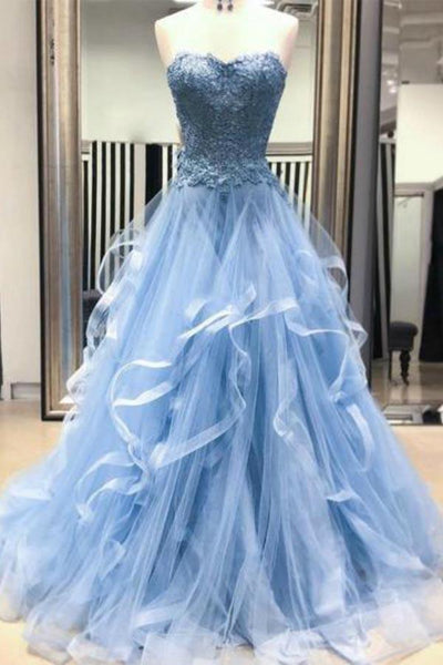 Purple/Light Blue Lace Tulle Long Prom Dresses, Purple/Light Blue Form –  Shiny Party