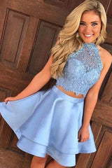 French Blue Short Prom Dress