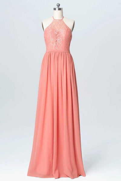 Lace peach deals bridesmaid dresses