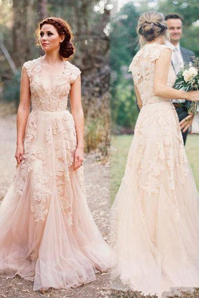 pgmdress Nice Long Wedding Dresses with Chiffon A-Line/Princess Zipper US12 / As Picture
