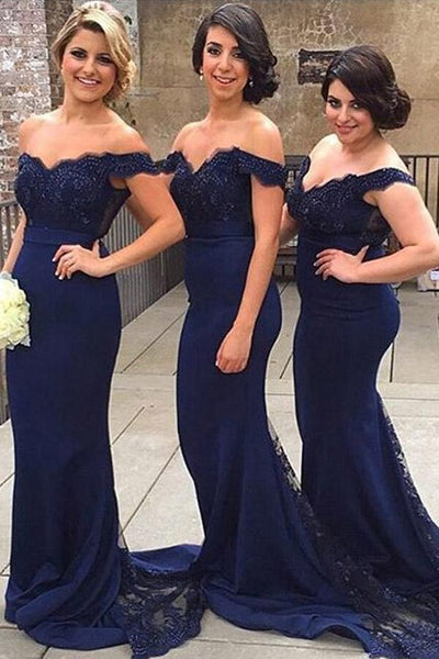 BB Acadia in Navy Blue 2 Way Off the Shoulder Floor length Convertible Boho top Bridesmaid Maxi dress Wedding Prom dress