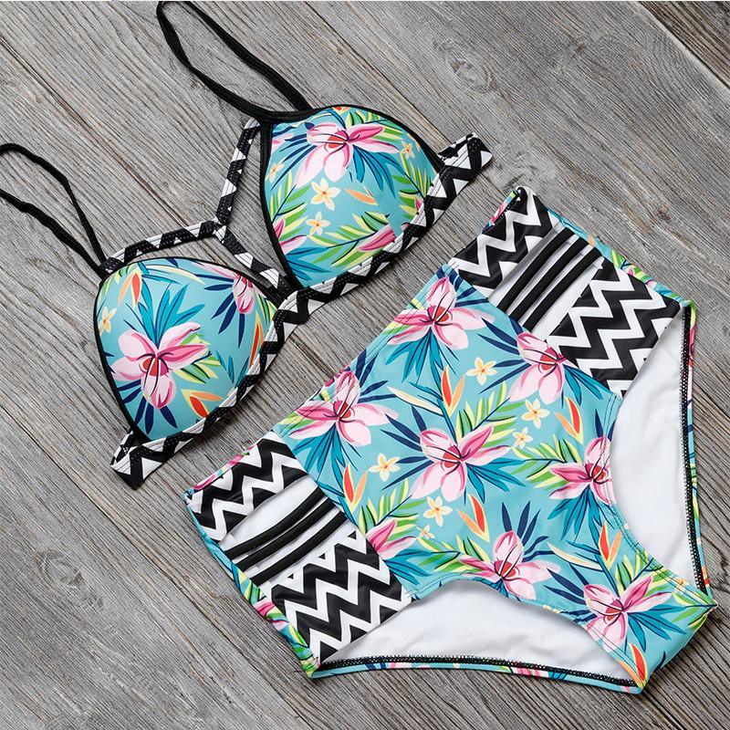 High Waist Swimsuit Women Push Up Swimwear Print Brazilian Bikini – Pgmdress