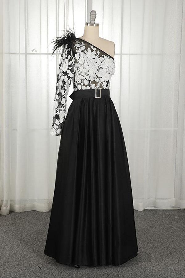 Elegant V Neck High Slit Black Long Prom Dress, V Neck Black Formal Dr –  abcprom