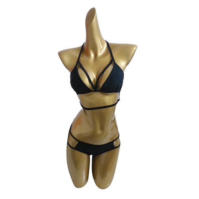 Push-Up Black Bandage Design Halter Bikini Swimsuit – Pgmdress