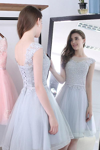 Fashion Floor-Length Printing Prom Dresses, A-Line Short Sleeve Backle