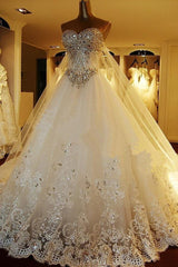 pgmdress Sweetheart Watteau Train Mermaid Wedding Dress with White Lace Custom Size / Custom Color