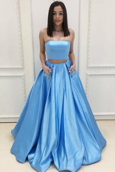 12+ Blue Strapless Dress