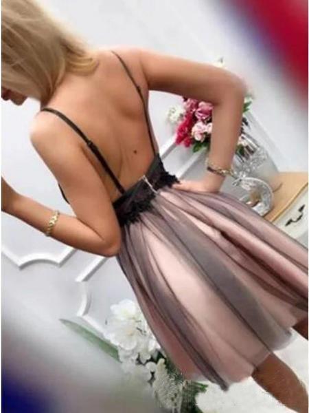 Sparkly Burgundy Homecoming Dresses Backless A-line Mini Party Dress PD383
