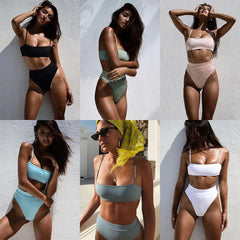 Hot 2019 Womens SEXY Solid Bikinis Set Push Up Unpadded Bra